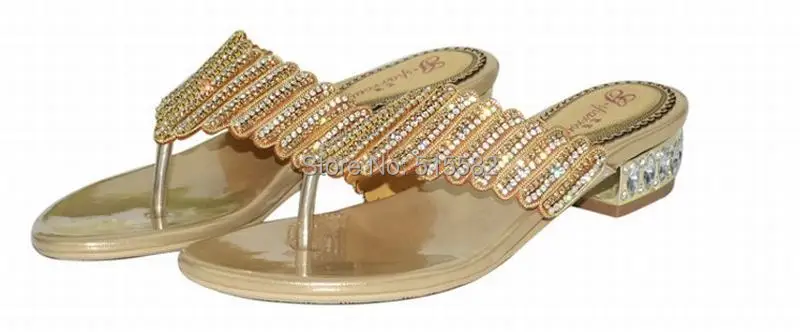 Модная яркая бижутерия со стразами женские брендовые на низком каблуке сандалии-гладиаторы женские шлепанцы обувь для выпускного