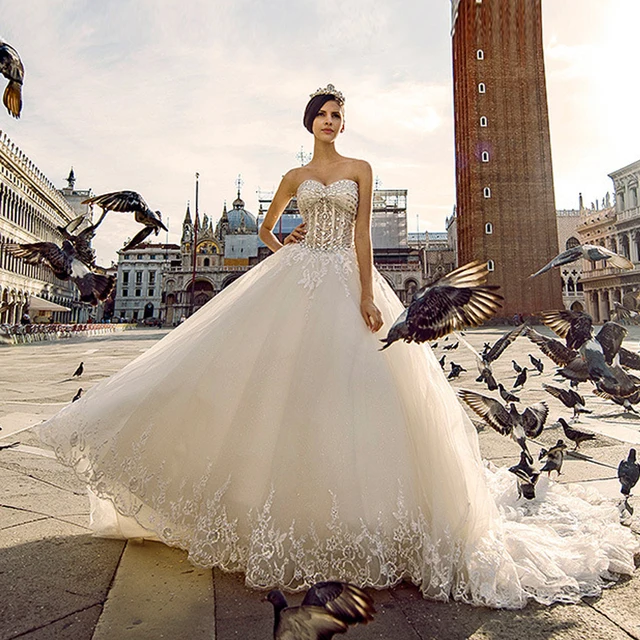 de lujo del amor del organza vestidos de novia de encaje con