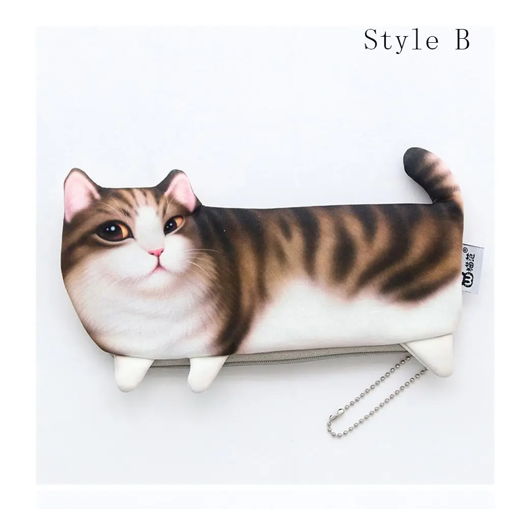Кавайный чехол для карандашей с имитацией кота из мультфильма, мягкая ткань, школьные канцелярские принадлежности, Подарочная сумка для девочек и мальчиков - Цвет: B