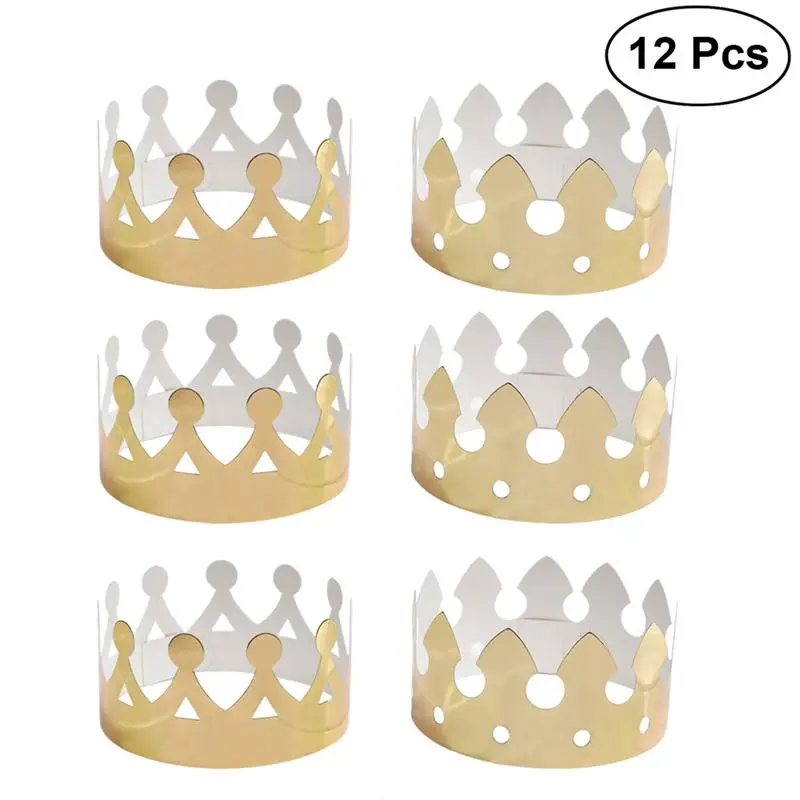 12pcs Golden Crown Hats Child Crown Cap Birthday Celebration Baby Shower Hat Cute Party Supplies Photo Props 12pcs Golden Crown Hats Child Crown Cap Birthday Celebration Baby Shower Hat Cute Party Supplies Photo Props