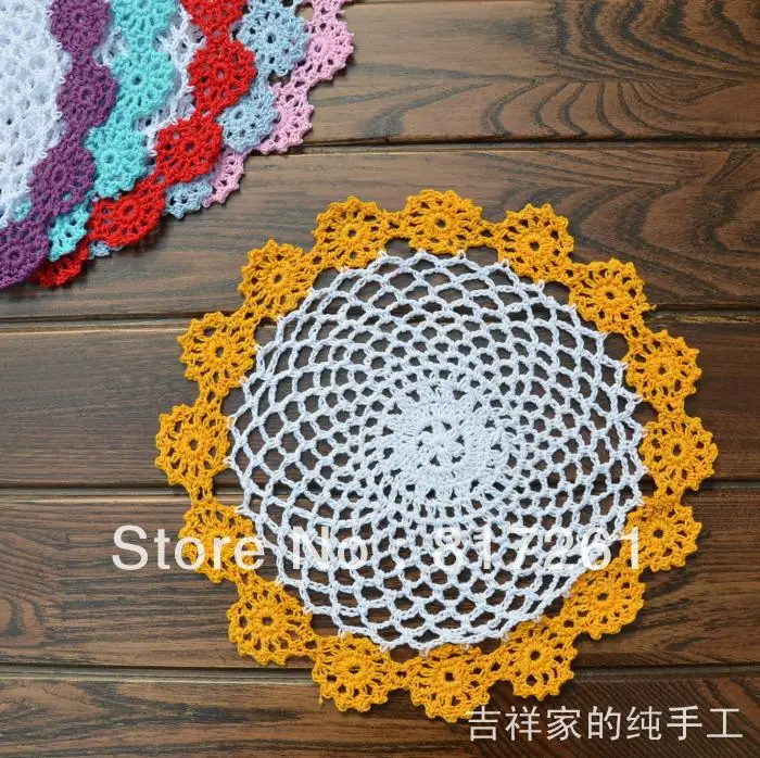 

Free shipping Janpan ZAKKA flowers design 5 pic/lot 22 cm round lace crochet doilies novelty household dinning table cup pad 5!
