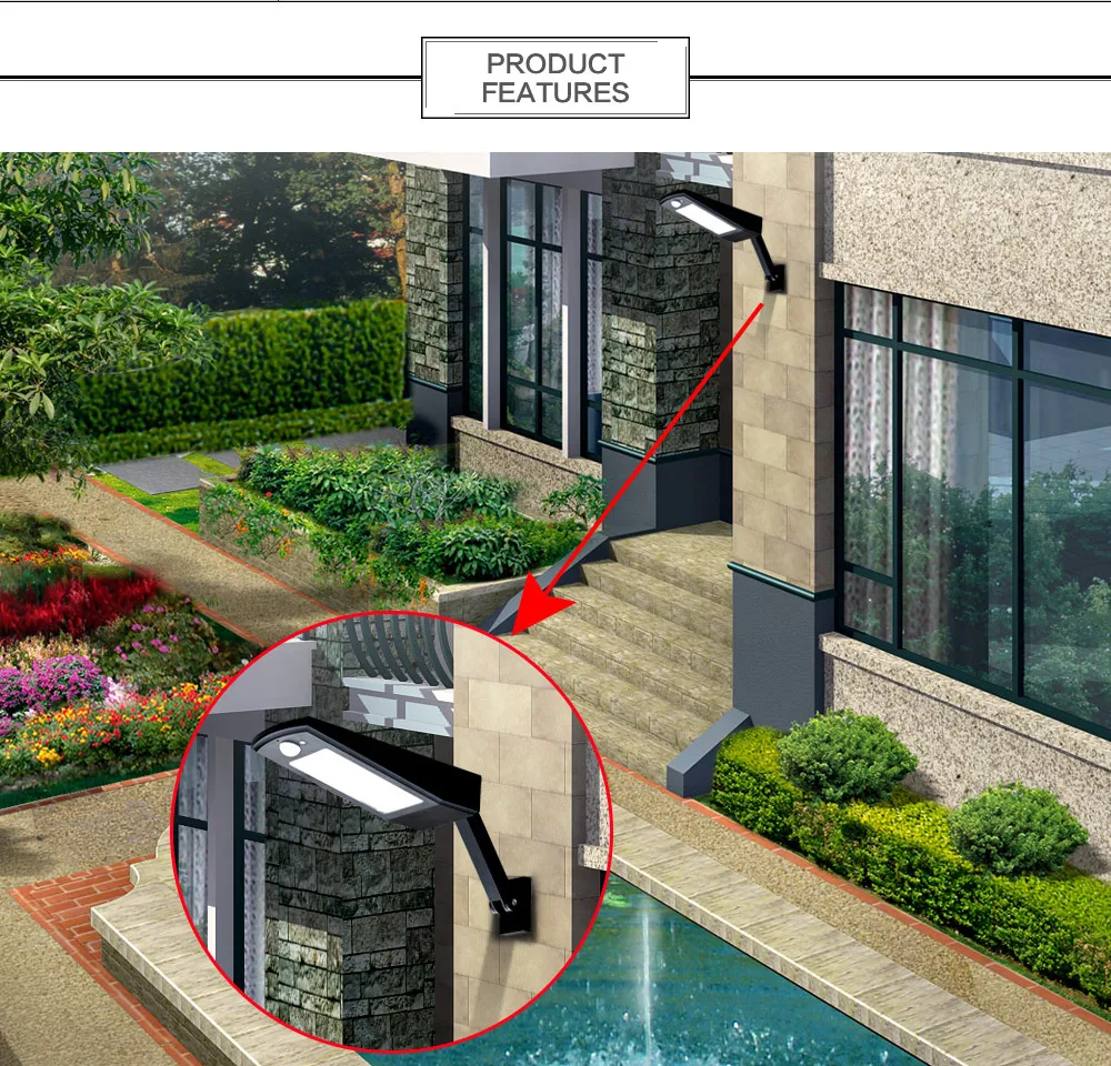 900lm 48Led Солнечный настенный светильник Открытый водонепроницаемый светильник ing для сада 4 режима с Rotable Pole Солнечная мощная лампа