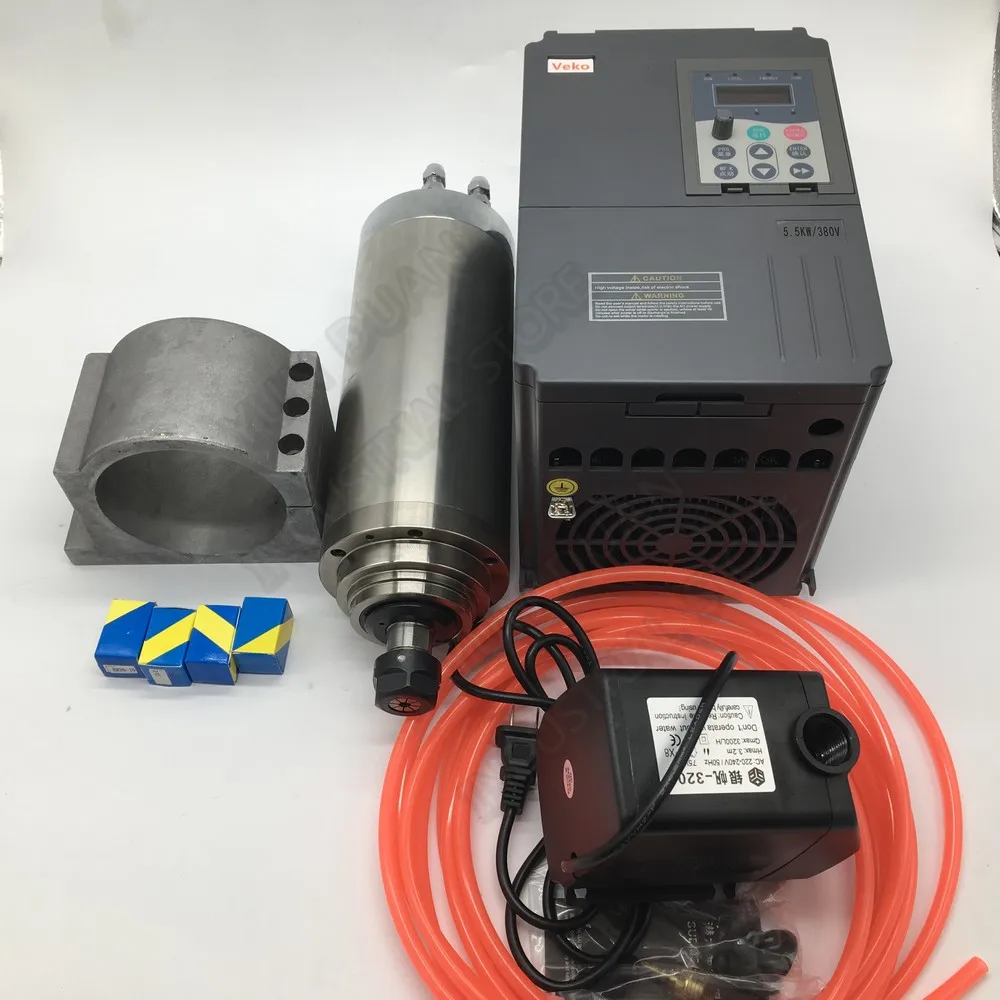 4.5KW 6HP 220v 24000 об/мин ER20 с водяным охлаждением AC мотор шпинделя и 5.5KW частотно