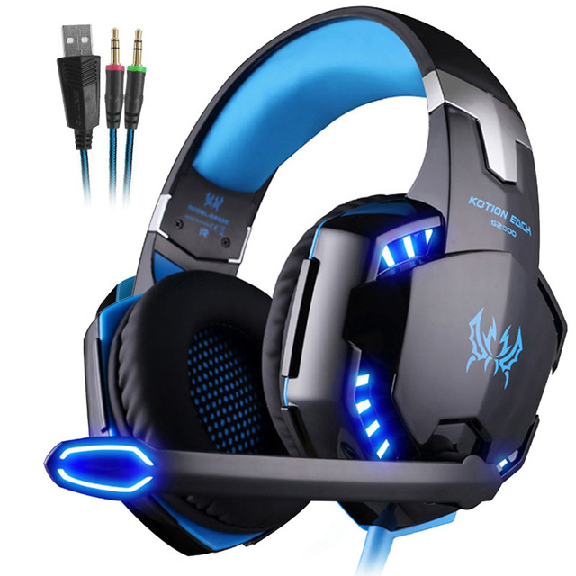 EACH G2000 Stereo Gaming Headset Deep Bass Computer Game Headphones Earphone with LED Light Microphone for PC Laptop PS4