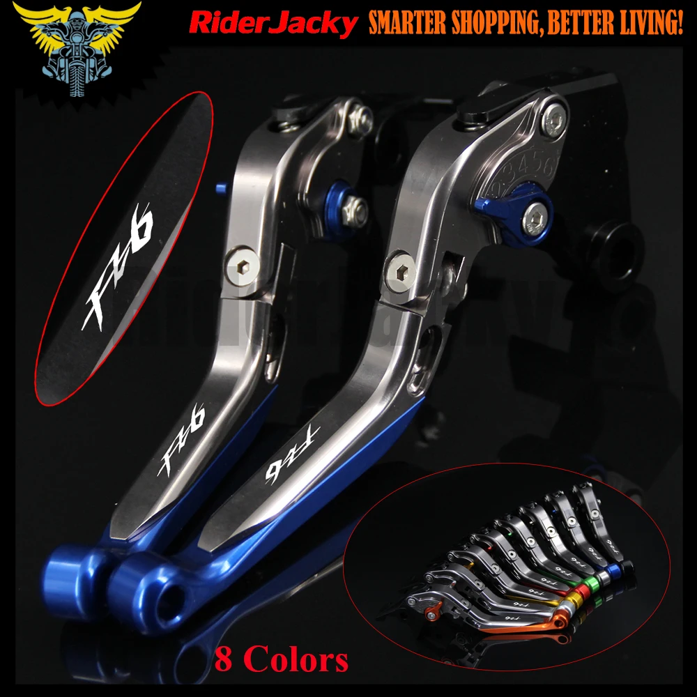 Logo(FZ6) Blue&Titanium CNC Adjustable Motorcycle Brake Clutch Levers