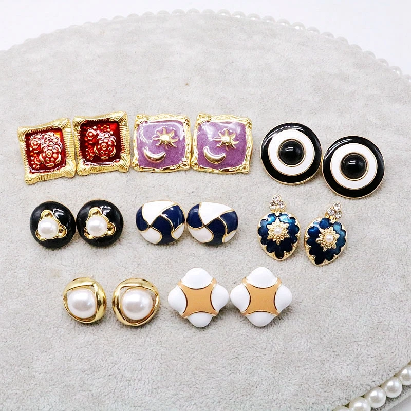

Free Shipping Round Square Earring Multi-Colors European Geometry