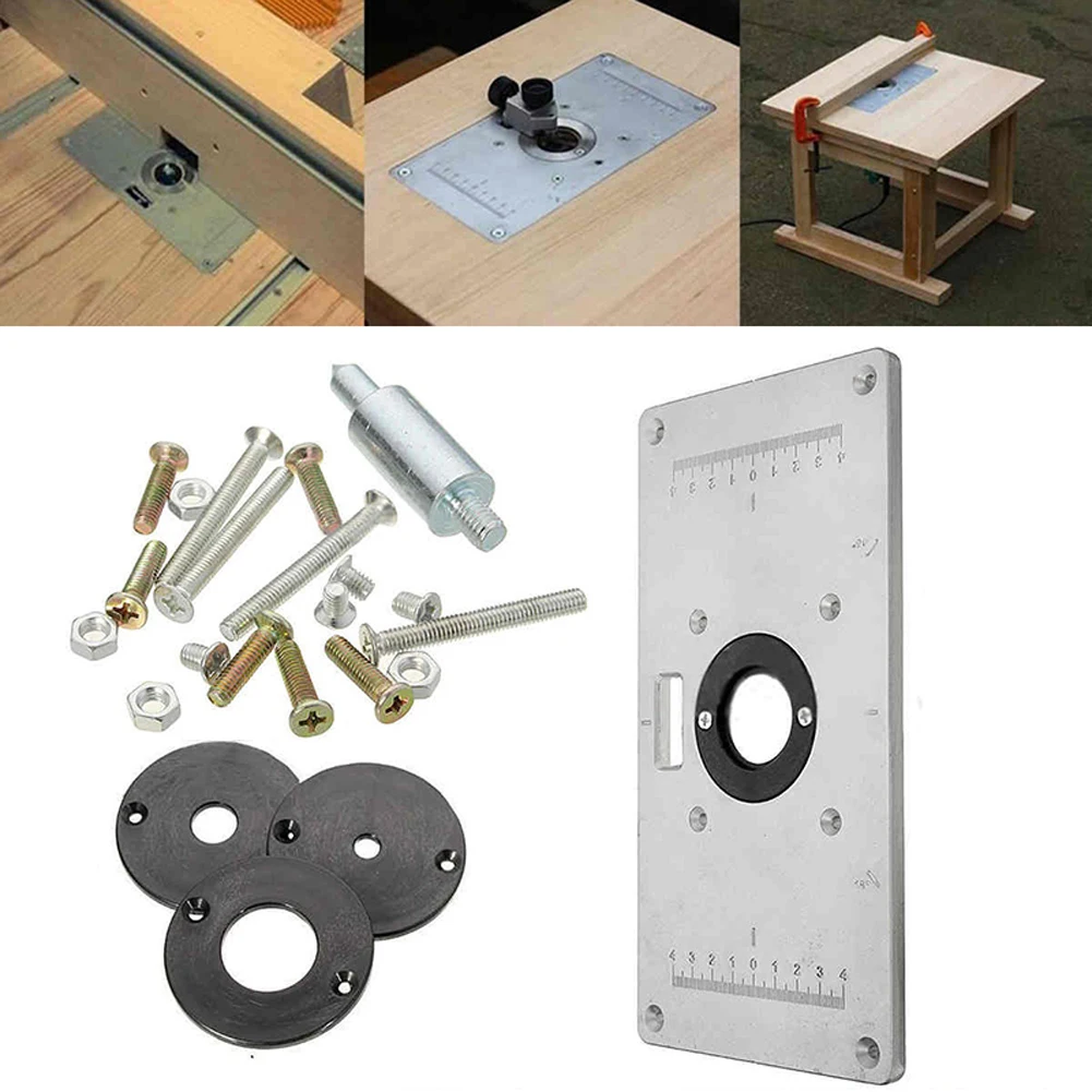 Алюминиевый фрезерный стол вставка пластина ж/4 кольца для деревообработки скамейки маршрутизатор стол пластина 9,3 ''x 4,7'' x 0,3 ''/235x120x8 мм