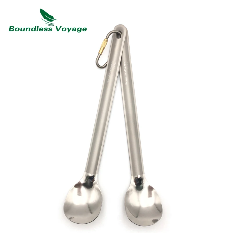 

Boundless Voyage Outdoor Titanium Long Handled Spoon Ultralight Camping Polished Tableware Flatware with Straight Handle