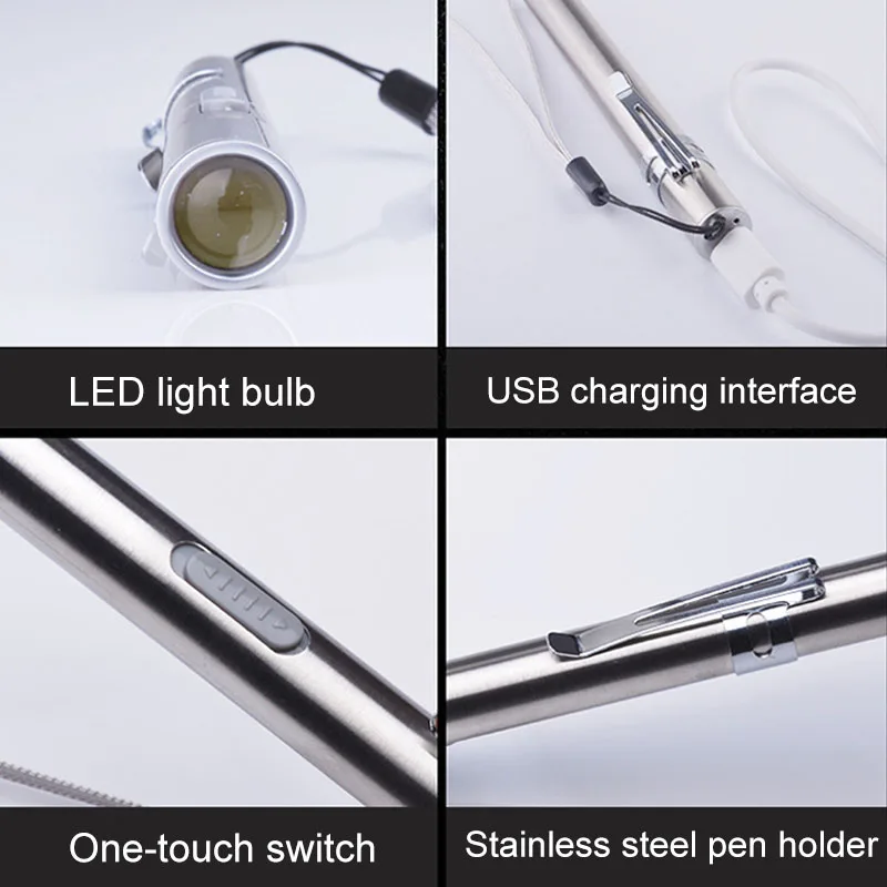 

Newly USB Rechargeable LED Flashlight Powerful Waterproof Pen Hanging Mini Torch with Metal Clip FMS19