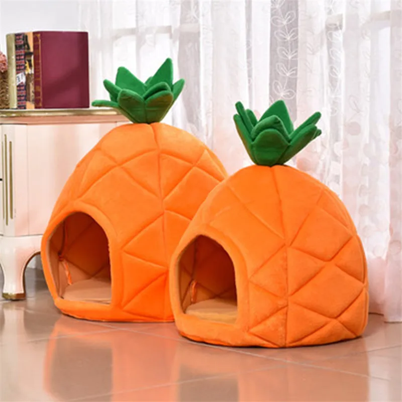 Cute Pineapple Kennel Cat Nest Teddy Dog Cotton House Bed Winter Warm Dog Cat Bed With Detachable Cushion Pet Products Cute Pineapple Kennel Cat Nest Teddy Dog Cotton House Bed Winter Warm Dog Cat Bed With Detachable Cushion Pet Products