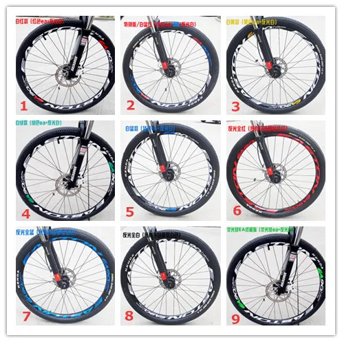 Pegatinas de bicicleta MTB ruedas de calcomanías 26er 27.5er montian Rim bicicleta pegatinas de ruedas reflectantes