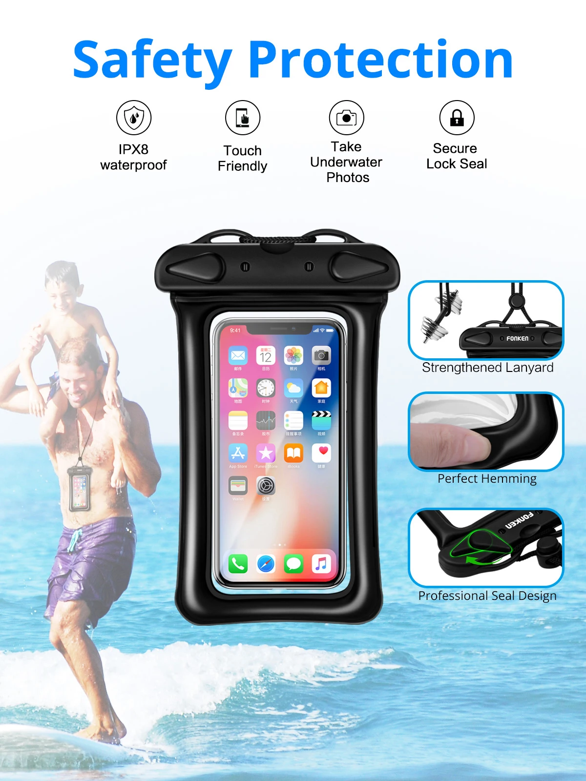 Ankndo 2 шт. водонепроницаемый чехол для телефона, плавающий чехол, сумка для смартфонов, защитный чехол для телефона для плавания, подводный чехол для телефона
