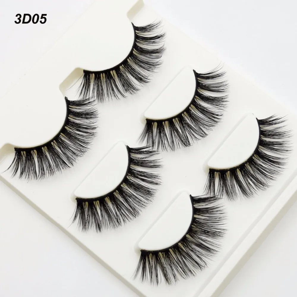 

3 pairs /set 3D False Eyelashes Messy Cross Thick Natural Fake Eye Lashes Professional Makeup Bigeye Long False Eye Lashes 3D05