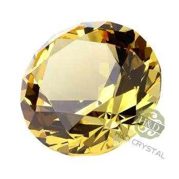 

10PCS 30MM Yellow Decorative Faceted Glass Crystal Diamonds w/ Sheer Organza Gift Bag
