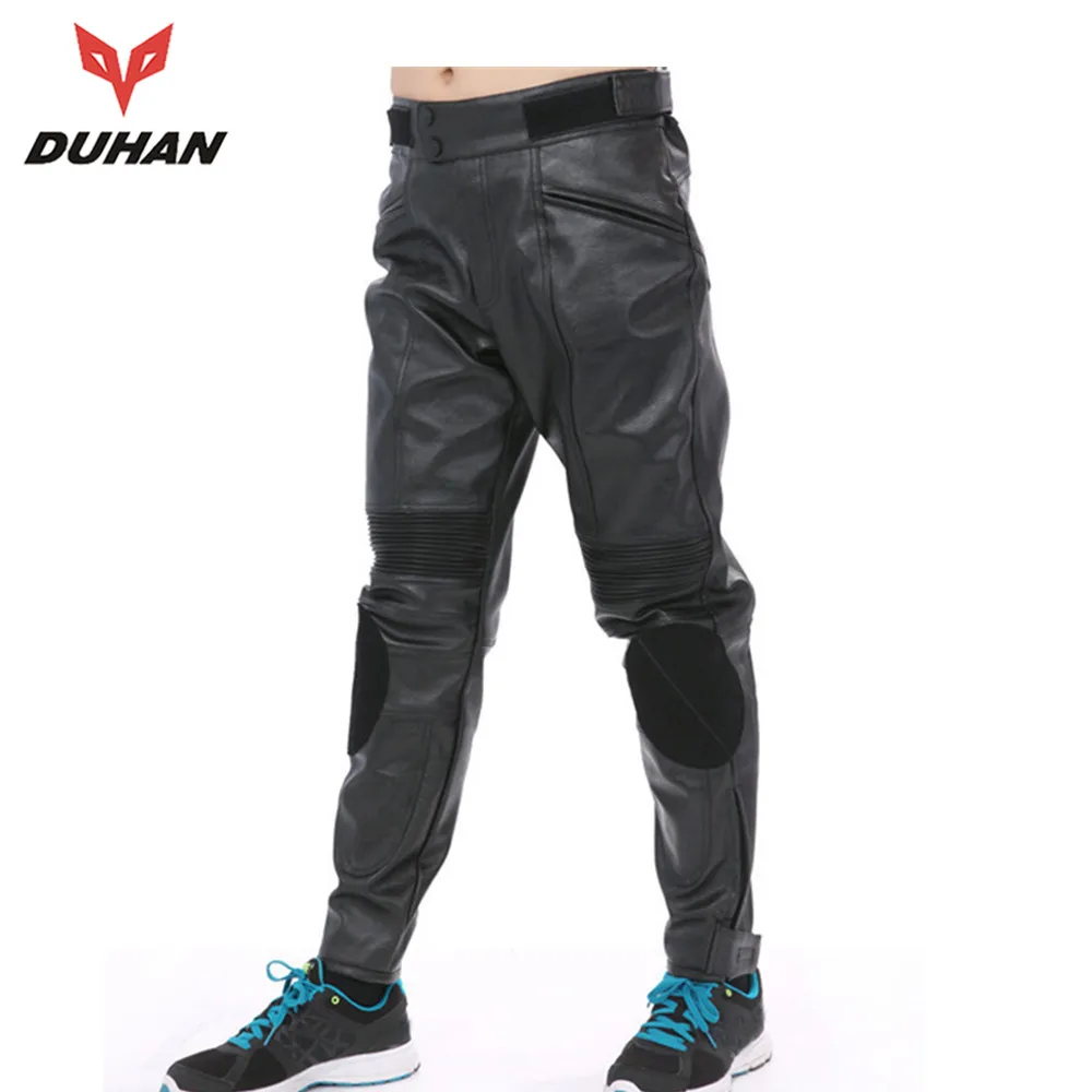 

DUHAN Windproof Motorcycle Touring Pants Protective Elastic Racing Trousers Sports Motorcycle Pants Men PU Leather Moto Pants