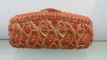 Versandkostenfrei!! A15-12, orange farbe mode top kristallsteinen ringkupplungen taschen für damen schöne party tasche