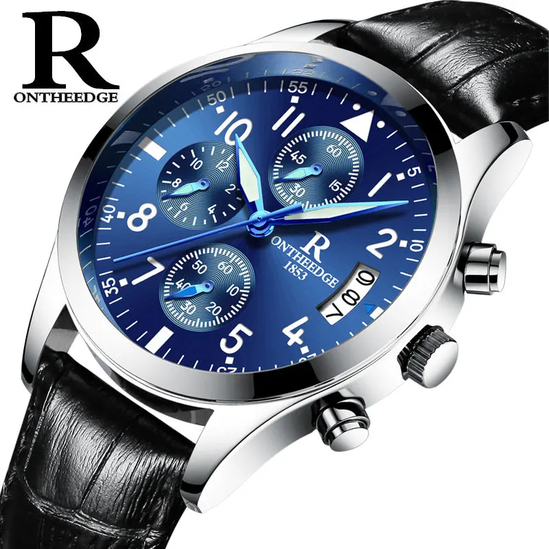 Hot Sports small dial work Luminous Quartz Men Watches Leather