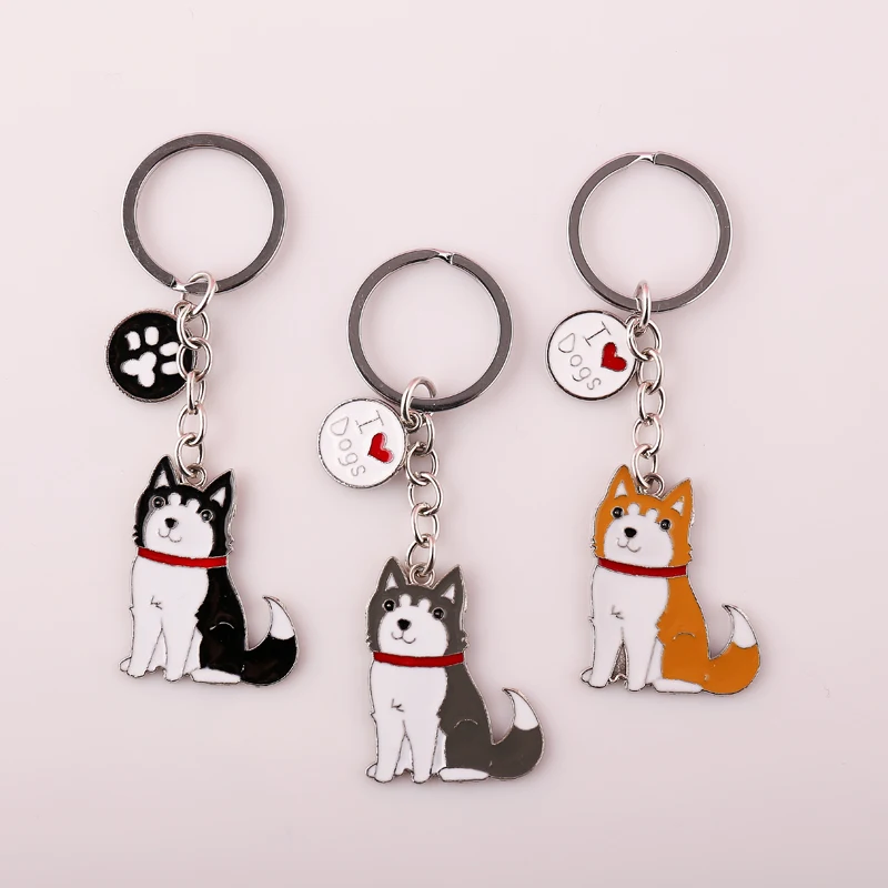 DIY Dog Key Chain Alaska Dog Husky Dogs Keychains Woman Pet Key Holder