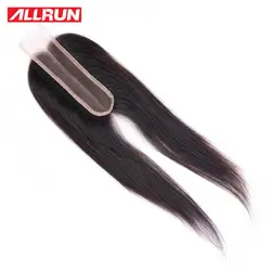 Allrun волосы 2x6 Малайзия закрытие прямые человеческие волосы средняя часть кружева Закрытие 8 "-20" натуральный цвет не Реми бесплатная