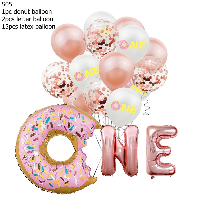 Воздушный шар из фольги для торта и пончика, латексные воздушные шары с одним принтом для детей на день рождения, надувные украшения для детского душа, воздушные шары, принадлежности 8z - Цвет: S05