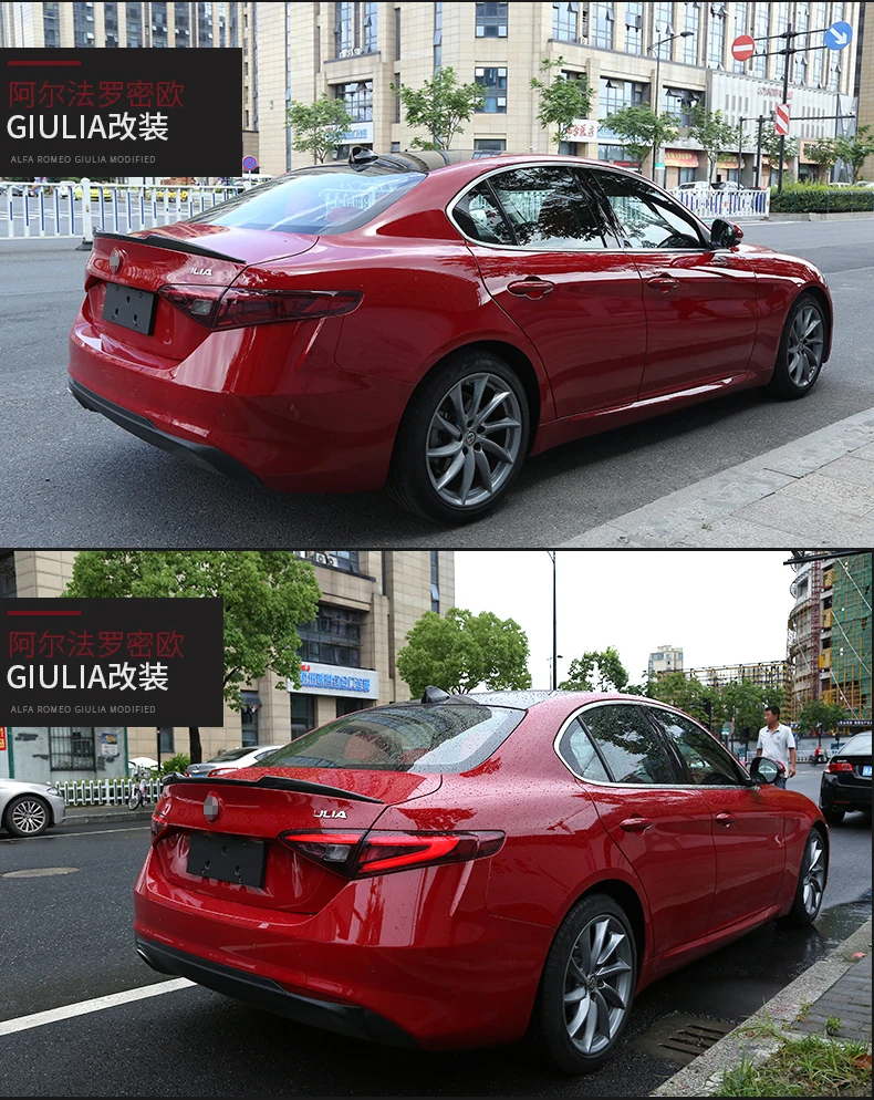Для Alfa Romeo Giulia спойлер из углеродного волокна задний спойлер багажника черный отделка Quadrifoglio Verde QV стиль-UP