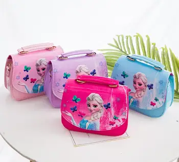 

Fashion Cute Mini Bag Children Handbag For Girls Cartoon Elsa Anna PU Waterproof Should Bag Kids Girls Female Messenger Bags