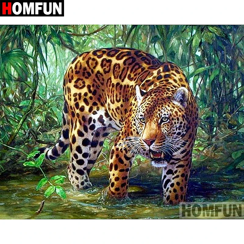 HOMFUN Full Square/Round Drill 5D DIY Diamond Painting &quotForest leopard&quot Embroidery Cross Stitch Home Decor Gift A07529 | Дом и сад