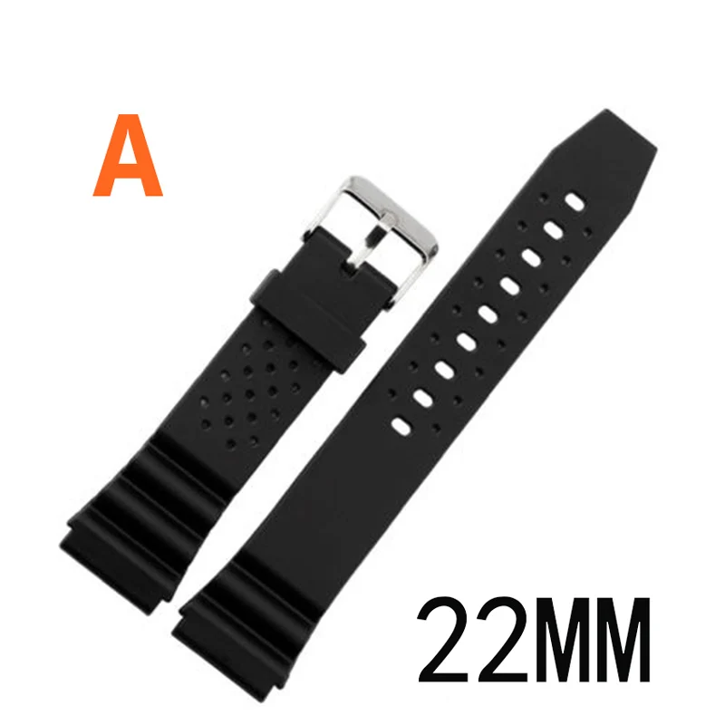Ремешок для часов силиконовый резиновый ремешок для мужчин спортивный дайвинг черный ремешок для CASIO заменить электронные наручные часы ремень аксессуары для часов - Цвет ремешка: A22mm