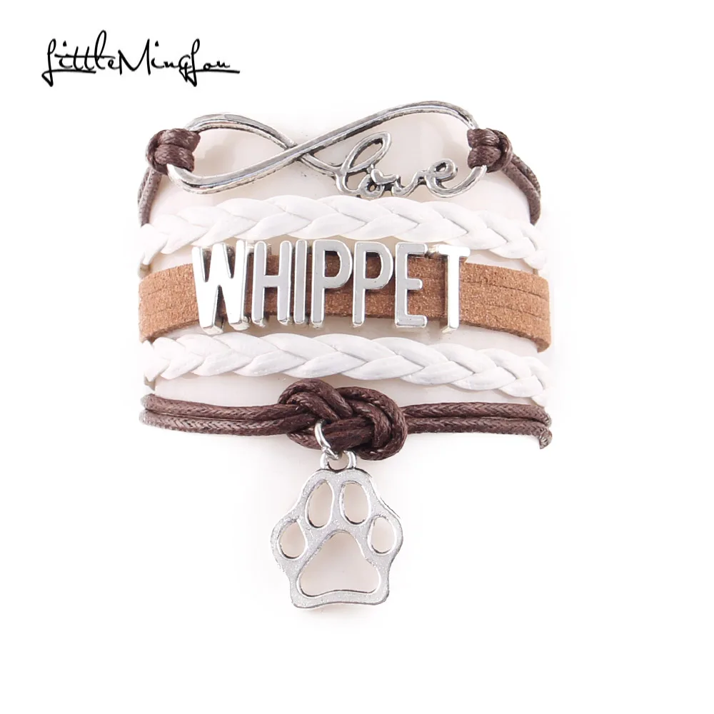 Браслет Little MingLou Infinity love whippet подвеска собачья лапа кожаный браслет для мужчин и