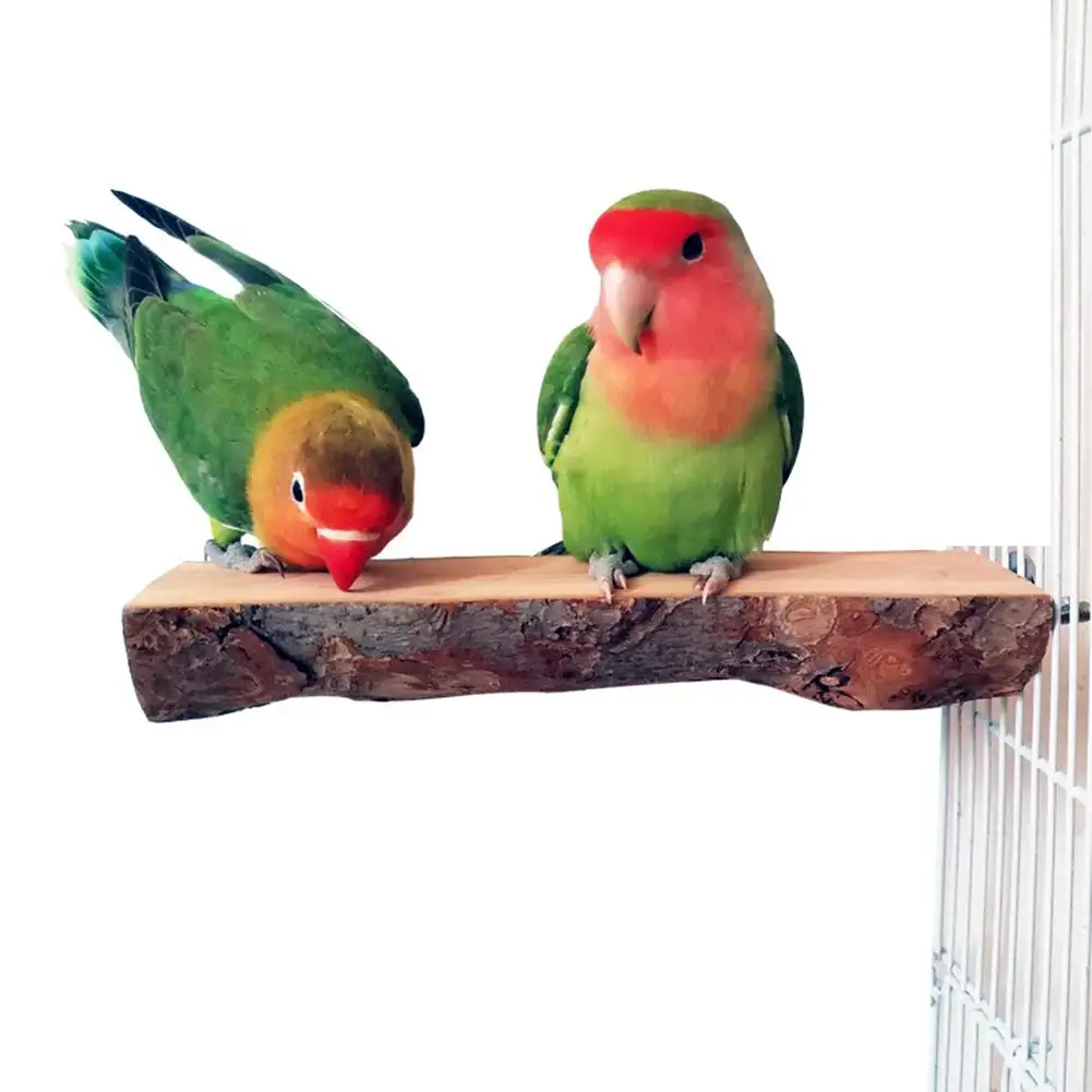Pet Bird Perch Parrot Cages Toy Branch Nature Wood Stand Hanging Rack Safe Chew 