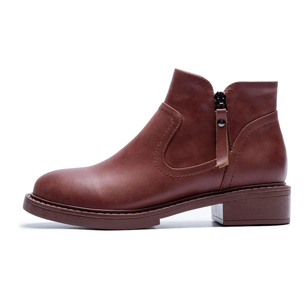 De Femme Short Moto Cheville Cuir Mezereon Mode Hiver short Lining 2018 Chaussures Plush pigskin Automne Pour Femmes Véritable Zip Bottes Lining Lining En BCoedx
