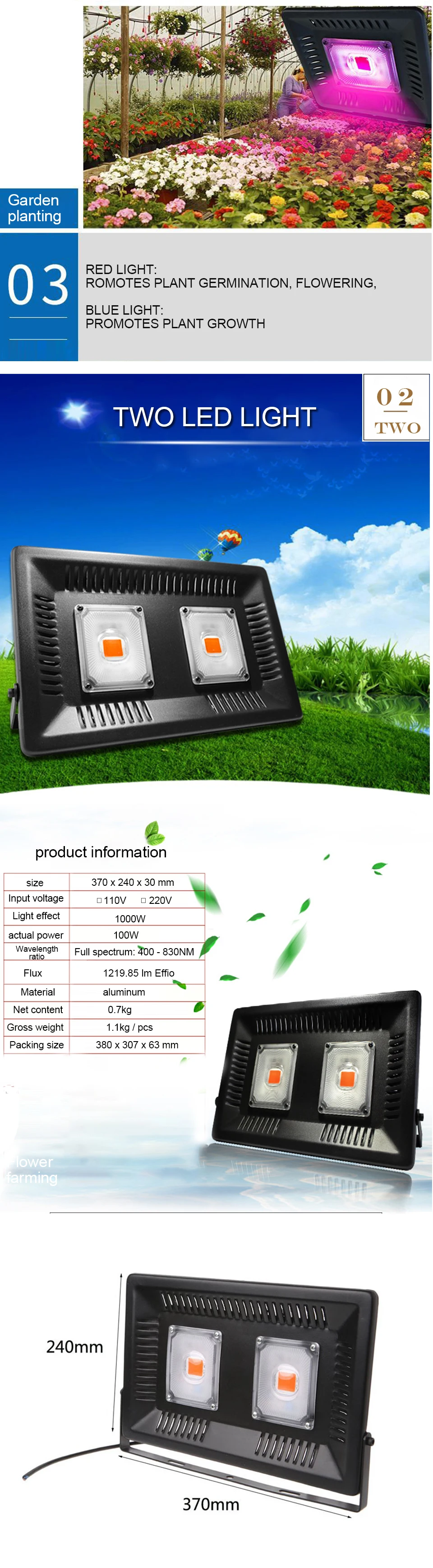6 1 Led Grow Light Fitolamp 100W 150W Fitolampy For Seedlings Phyto Lamp For Plants IP67 COB Full Spectrum Indoor Grow Tent Box Lamp
