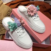 Повседневная кожаная обувь; женские мокасины с цветами обувь на плоской подошве кроссовки; эспадрильи без застежки; модные босоножки со шнуровкой; sapato feminino