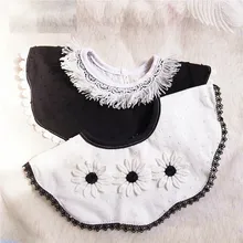 Нордический хлопковый нагрудник дышащий черно-белый кружевной нагрудник с защитой от проливания молока Поддельный Воротник нагрудник на 360 градусов круглый вращающийся нагрудник