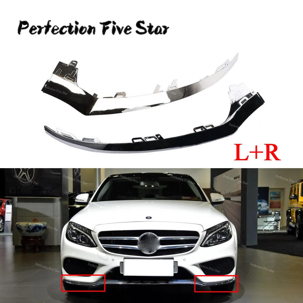 2058851374 2058851474 Pair Left+Right Front Bumper Lower Chrome Molding
