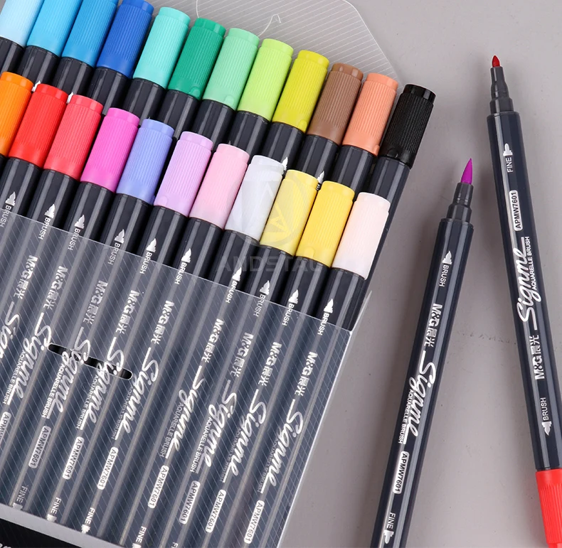 M& G 12/18/24/36/48 цветов двухконцевые водные цветные художественные маркеры для рисования кисть маркер ручка набор цветной эскиз цветные ручки краски