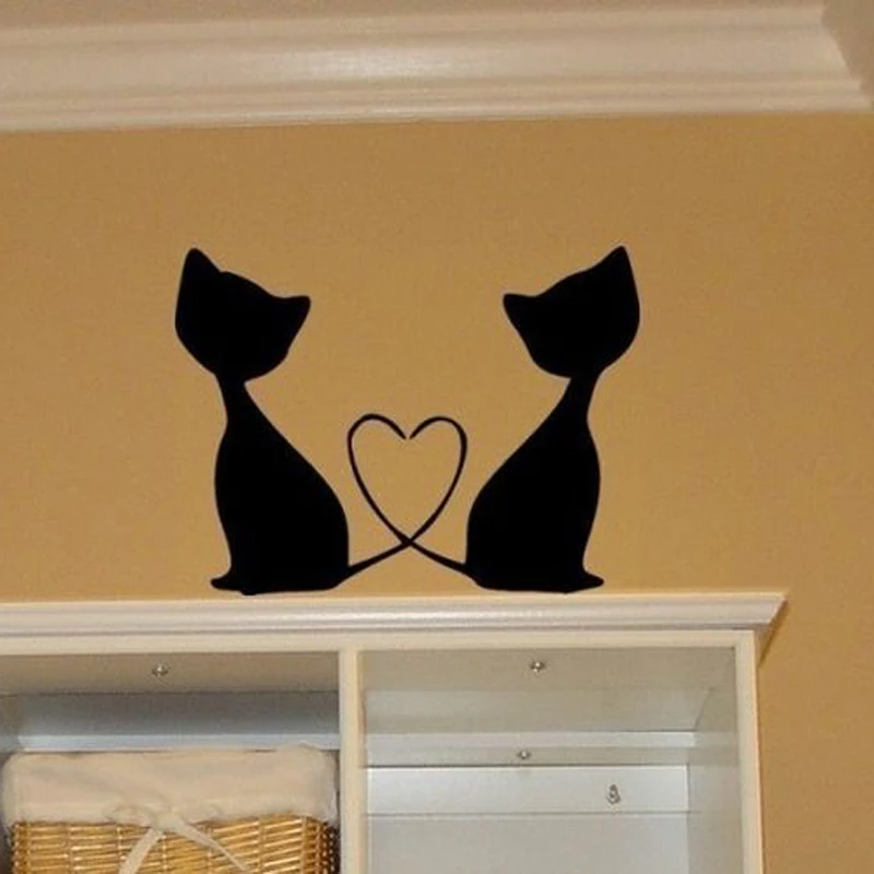 Vinyl Wall Decals Cats Holding Tails Sticker Home Decorative Wall Stickers Bedroom Studio Interior Design Art Murals JG1259