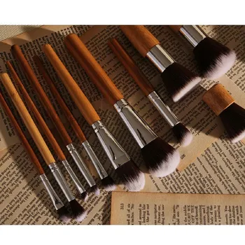 

New Makeup Brush Set 11Pcs Natural Bamboo Handles Super Soft Makeup Brush Set Pro Cosmetic Foundation Blending Tools