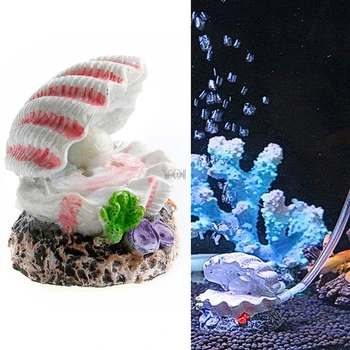 

New Shell Pearl & Air Stone Aquarium Fish Tank Shell Bubbler Bubbling Ornament Decor
