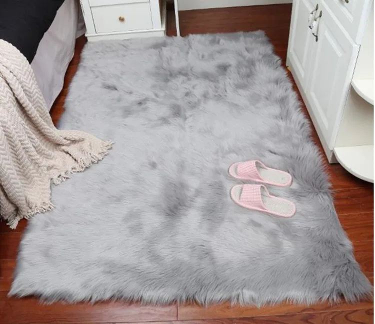 Искусственный Гладкий Пушистый Ковер, мягкий домашний ковер из искусственной шерсти, покрывало для стула, одеяло для спальни, коврик для детской гостиной, taptis - Цвет: grey
