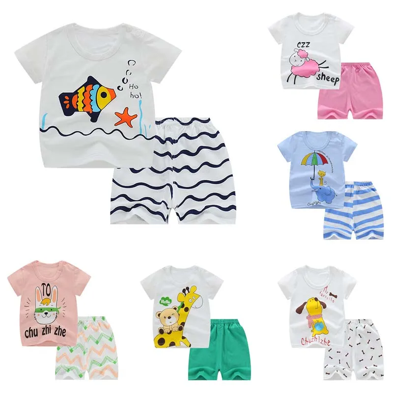 

2PCS/Set Newborn Baby Summer Creeper Clothes Shirt Pant Summer Short Sleeve Infant Kid Outfits Underwear Garment for Bebe