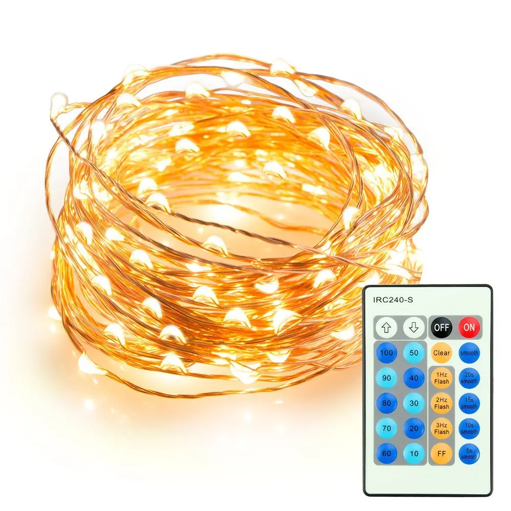 Dimmable Led String Lights, 100 Leds Twinkle lights 33 ft Copper Wire