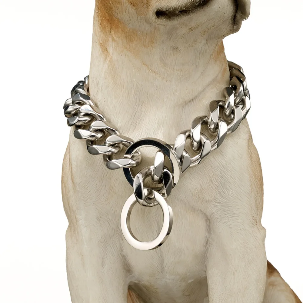 16 26" Strong Big Dog Collar Silver Chain Necklace 19mm Curb Cuba Rombo
