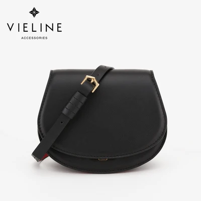 Женская сумка-седло Vieline из натуральной кожи, Известный дизайнерский бренд, настоящая кожаная сумка через плечо, женская сумка - Цвет: black