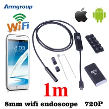 Iphone Android Wi-Fi Эндоскопа HD 8 мм 720 P Эндоскопа 1 М Водонепроницаемая Камера Инспекции Змея Пробки Endoskop IOS Android Mac Компьютер