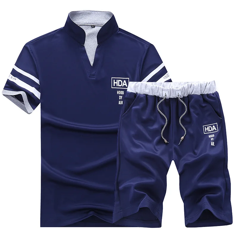 

summer men tracksuit sportswear short sleeve T-shirts sweatshirts+pant running jogger exercise workout outfit sport casual set