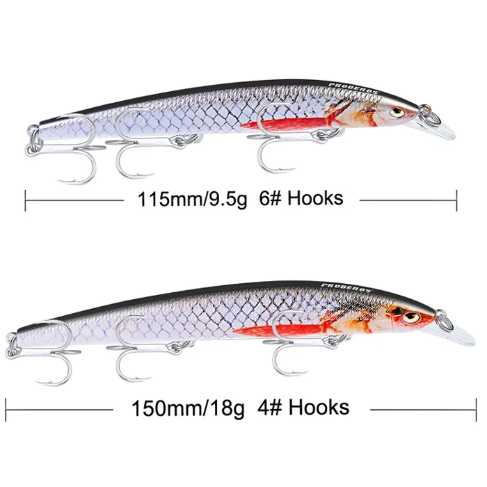 1 шт. Гольян рыболовные приманки два размера принт живопись Искусственный бас наживка 18 г/15 см-9,5 г/11,5 см 6# БКБ крючок глубинное погружение снасти - Цвет: Color F