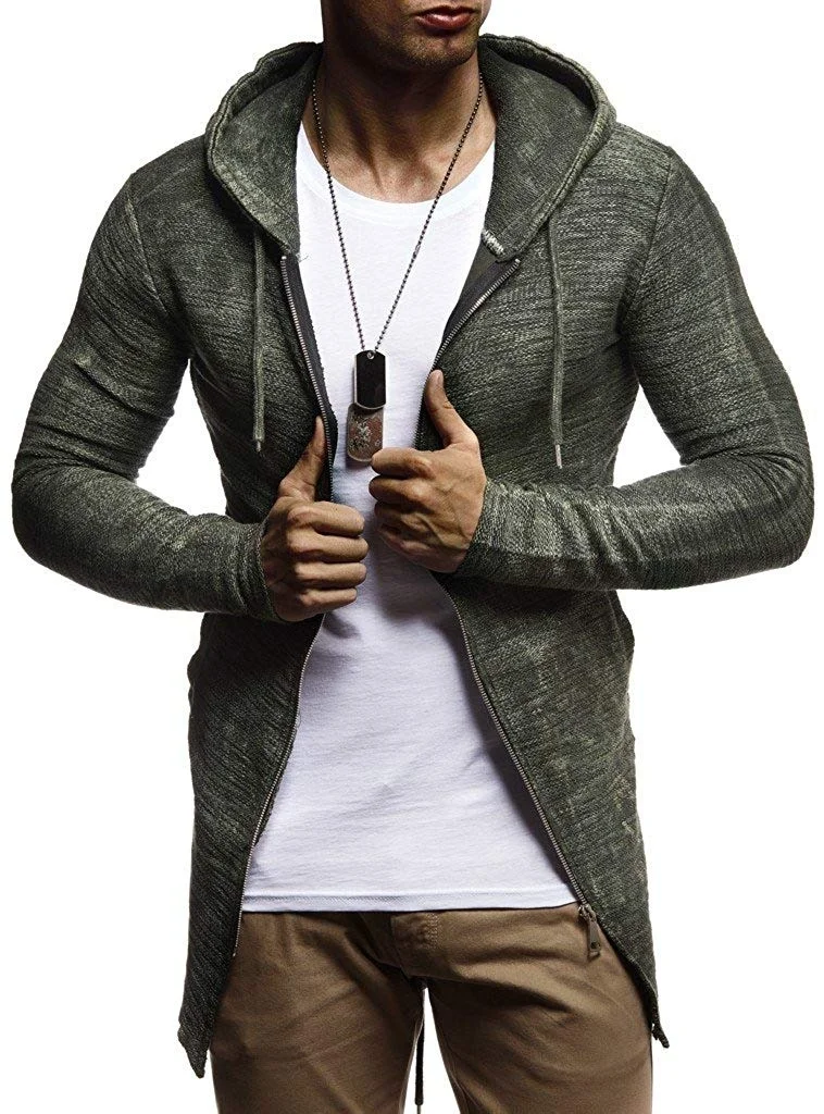 Men's Hooded Sweater Jacket Slim Fit Cardigan Long Sleeve Winter Casual Knit Hooded Jacket Hip Hop Streetwear Man's Sweaters
