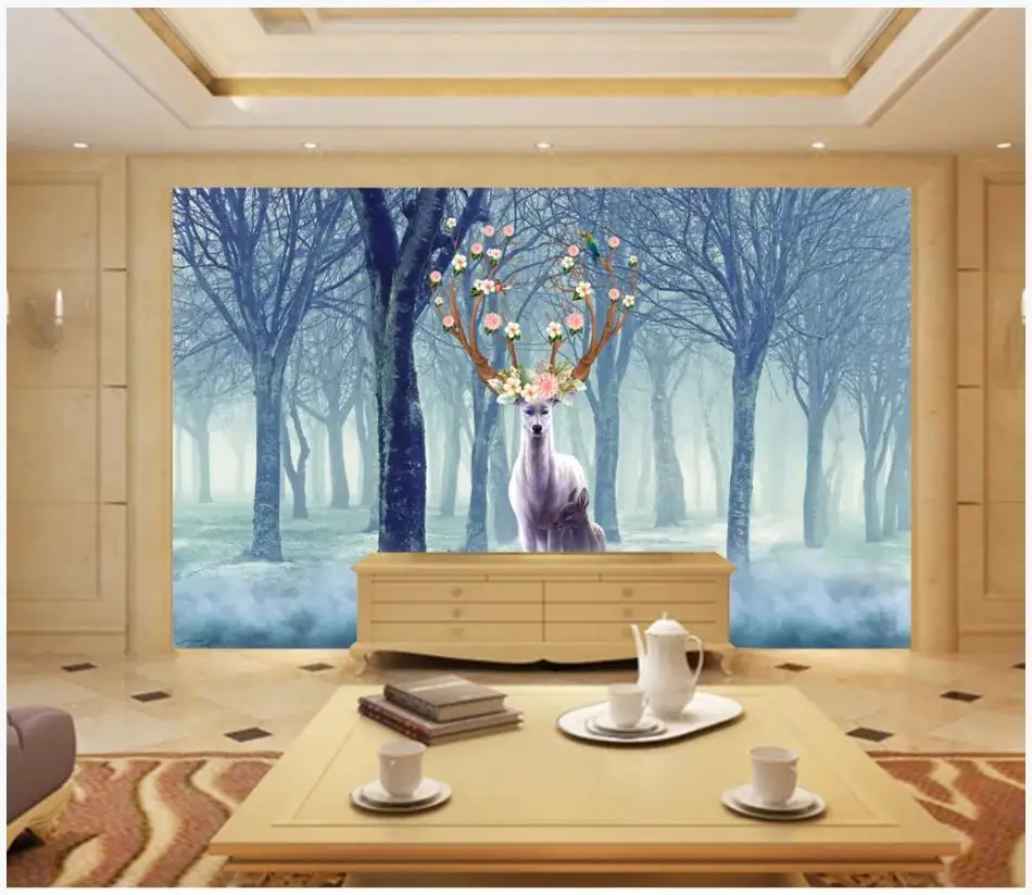 

Custom photo wallpaper 3d murals wallpaper for walls 3 d Cartoon deer forest animal tv background wall papers for living room