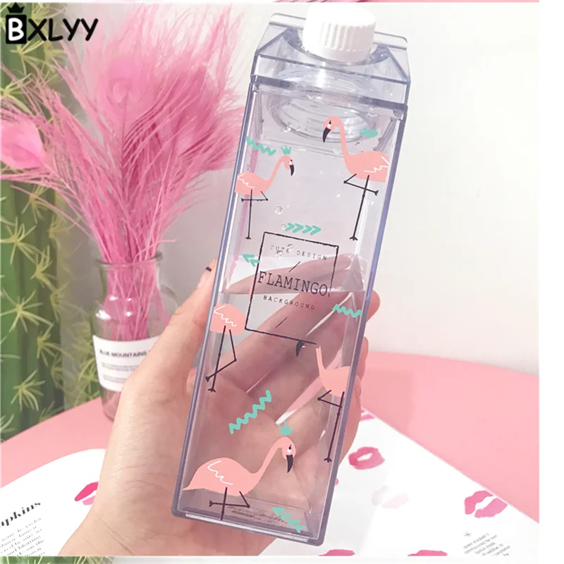 BXLYY Hot Cartoon Flamingo Milk Box Styling Cup Plastic Portable Kettle Kitchen Accessories Christmas Gift Home Decorations.8z - Color: 4